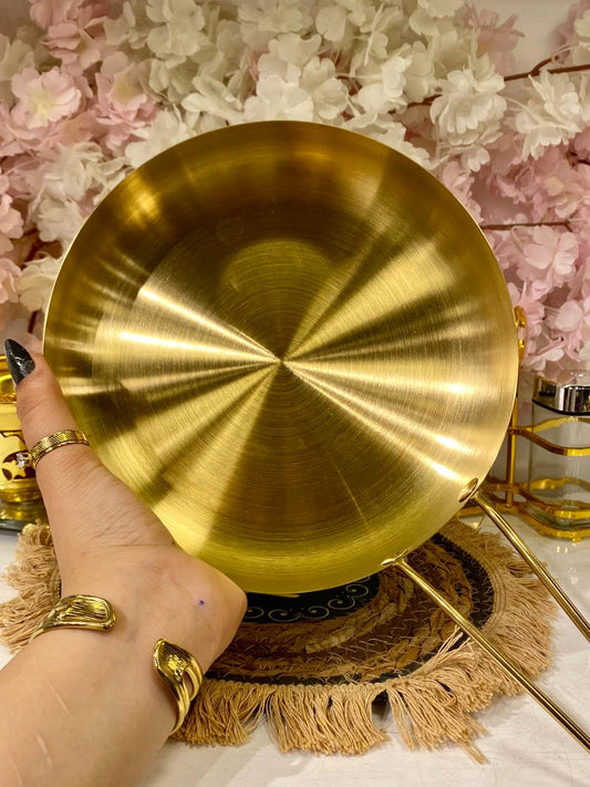 Korean serving bowl, stainless steel with a luxurious gold finish