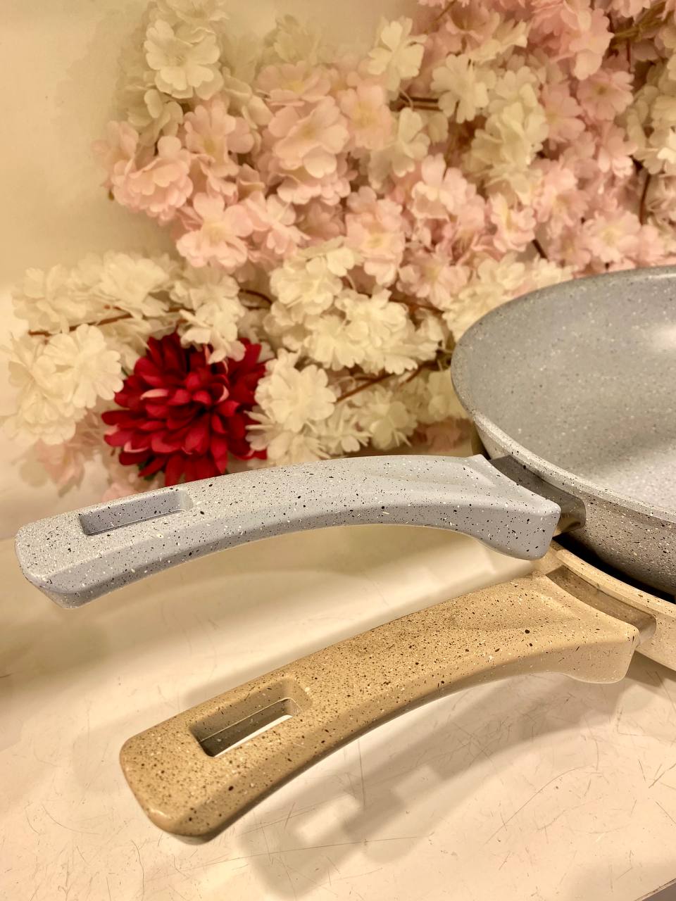 مقلاة ووك من الجرانيت بتصميم جالاكسي شيك، مناسبة لكل مطبخ، مقاس 28