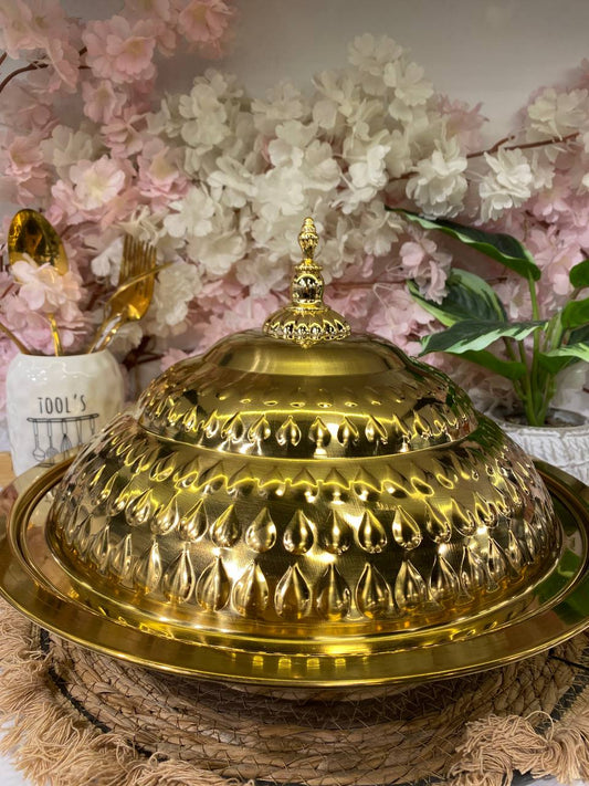 A luxurious gold-plated serving tray ( 45 CM )