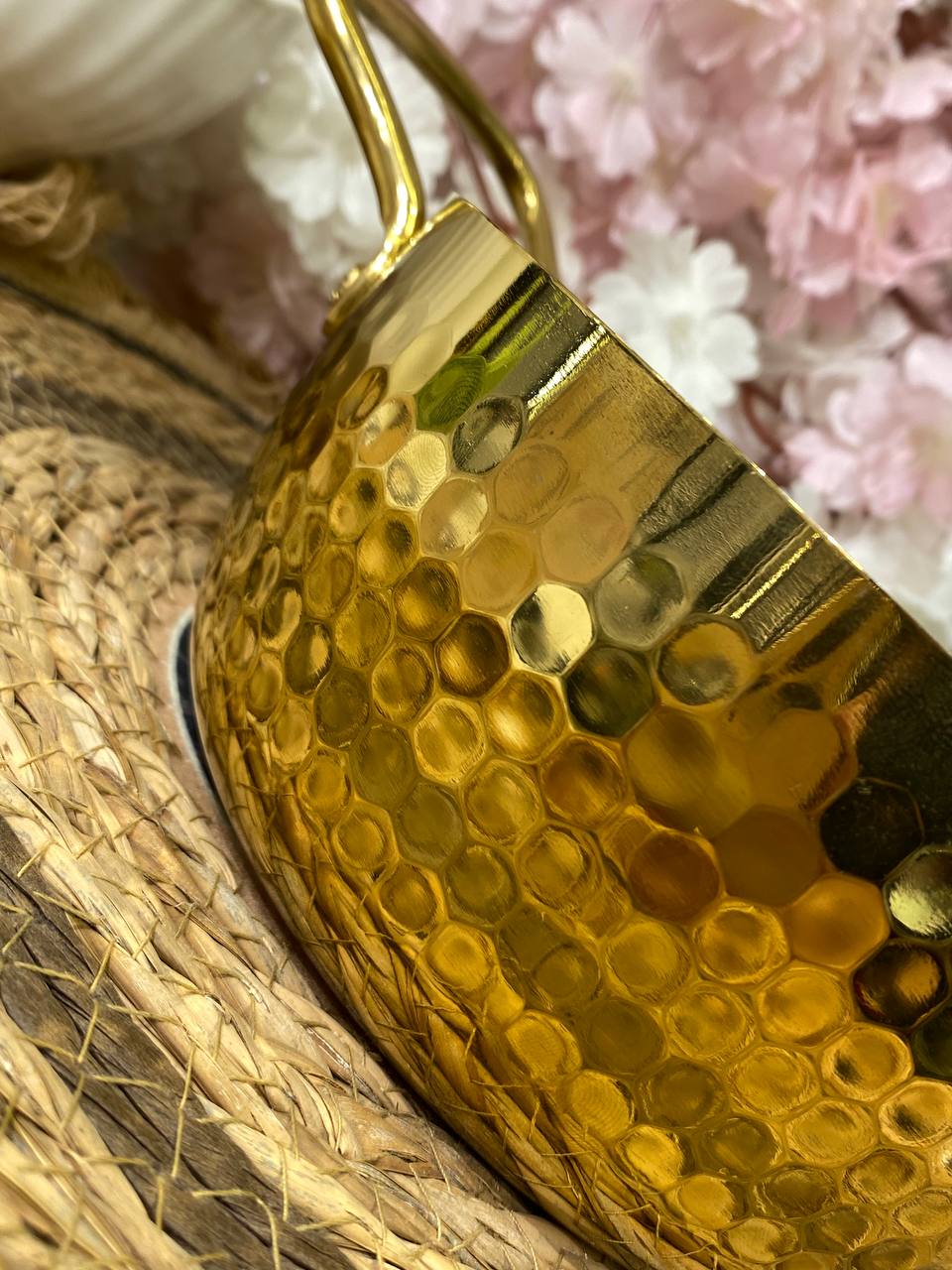 Gold-Plated Copper Bowls With A Hand-Embroidered